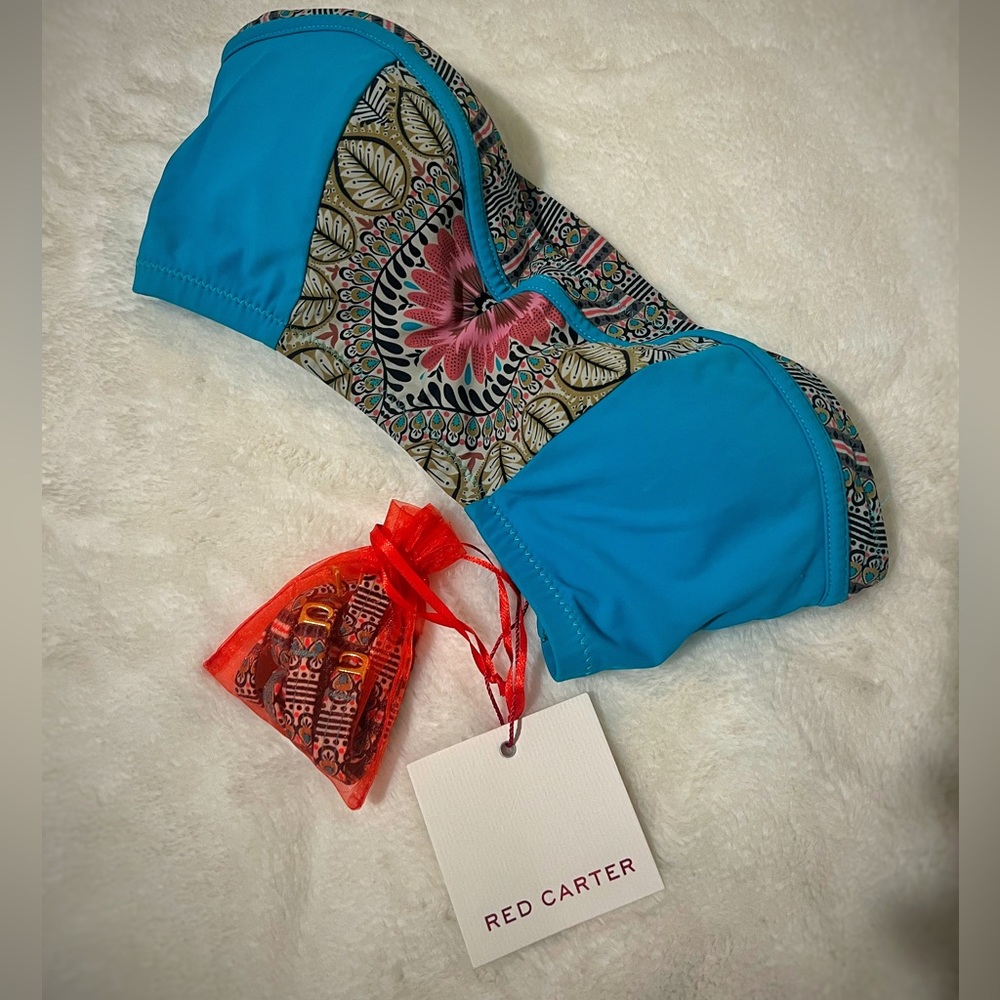 NWT Red Carter Bandeau Bikini Top with removable straps XS